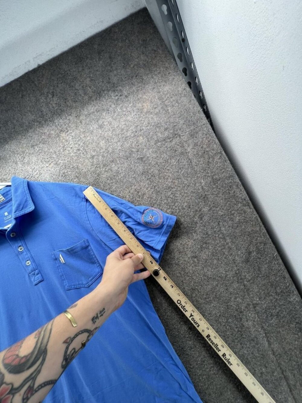 Johnnie-O Polo Shirt Men Large Blue Hangin Out Stretch Casual Pocket Logo - Picture 6 of 11